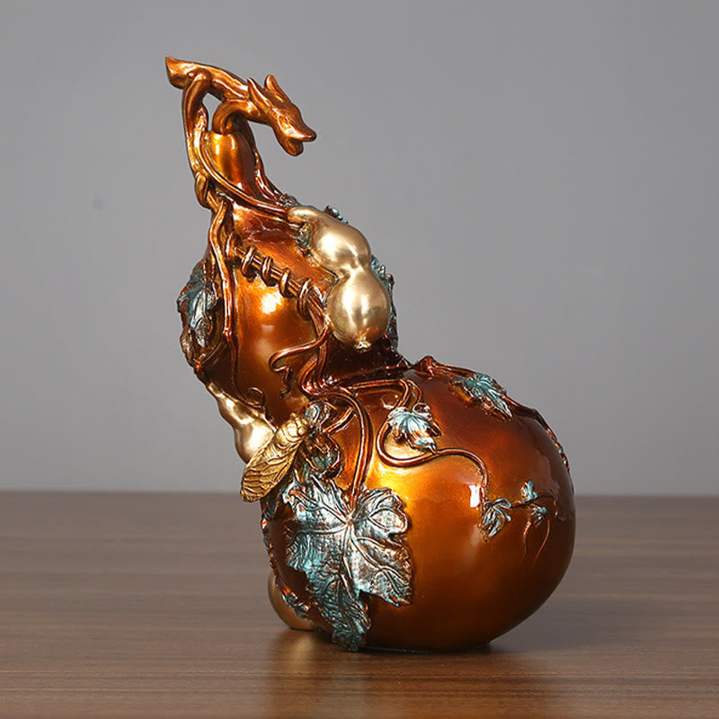 Buddha Stones Estatua de Calabaza Dorada de Latón y Cobre Decoración para Escritorio en Casa