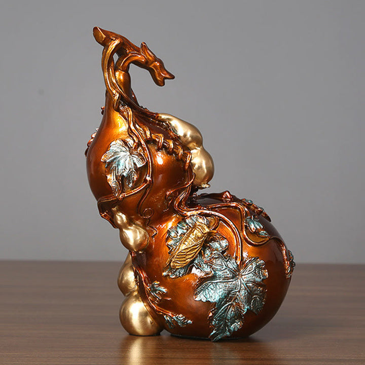 Buddha Stones Estatua de Calabaza Dorada de Latón y Cobre Decoración para Escritorio en Casa