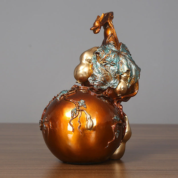 Buddha Stones Estatua de Calabaza Dorada de Latón y Cobre Decoración para Escritorio en Casa