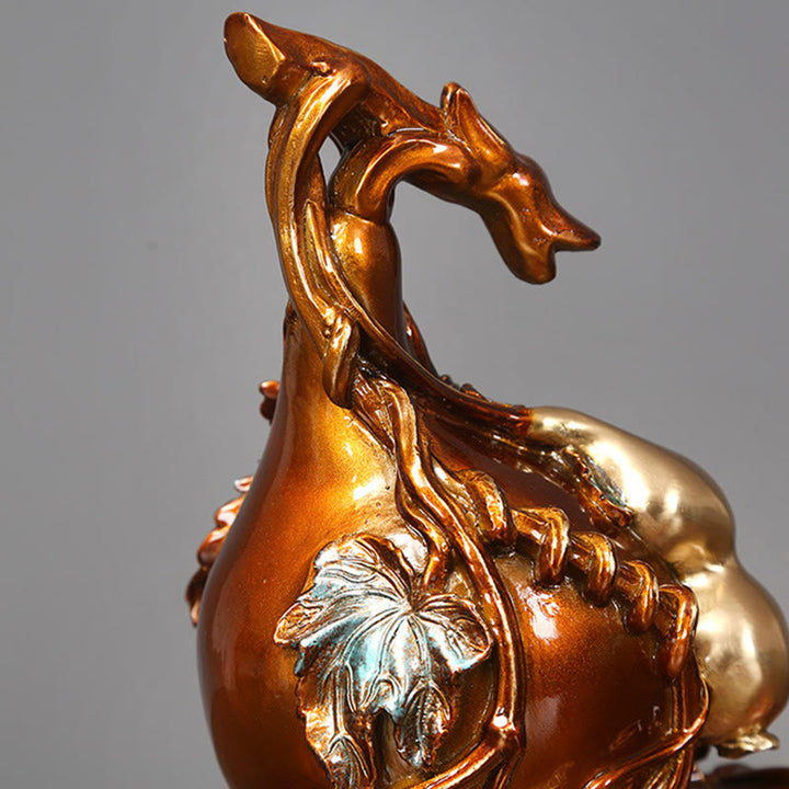 Buddha Stones Estatua de Calabaza Dorada de Latón y Cobre Decoración para Escritorio en Casa