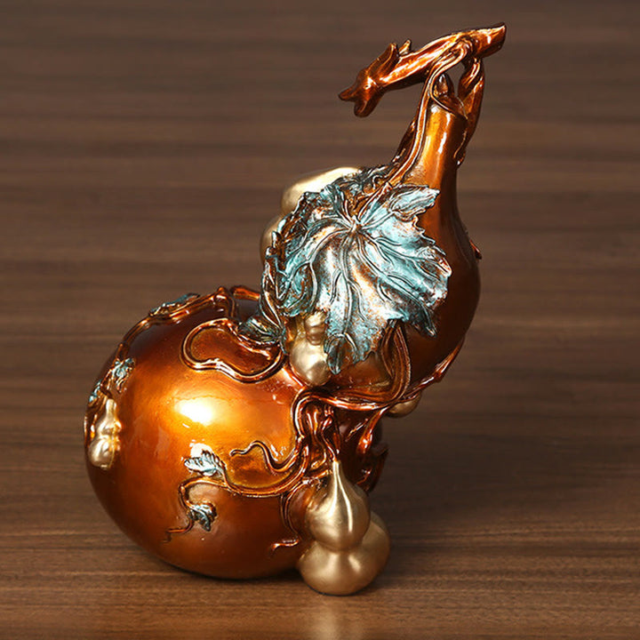 Buddha Stones Estatua de Calabaza Dorada de Latón y Cobre Decoración para Escritorio en Casa