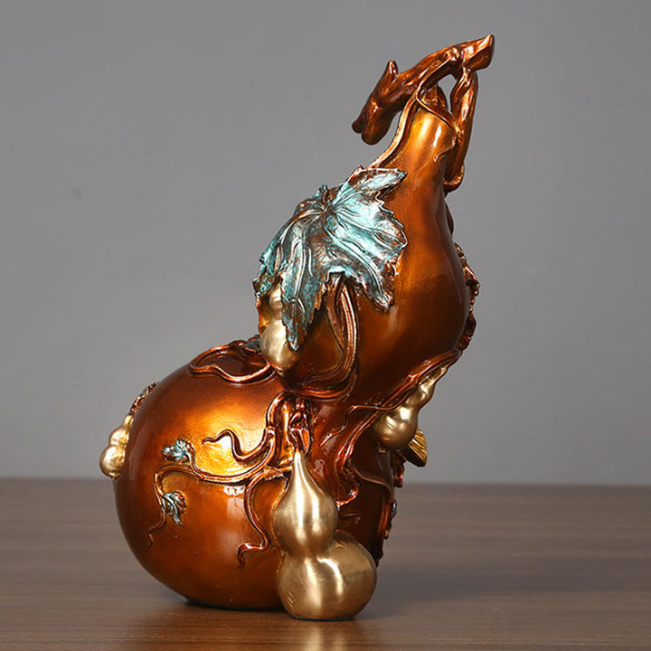 Buddha Stones Estatua de Calabaza Dorada de Latón y Cobre Decoración para Escritorio en Casa