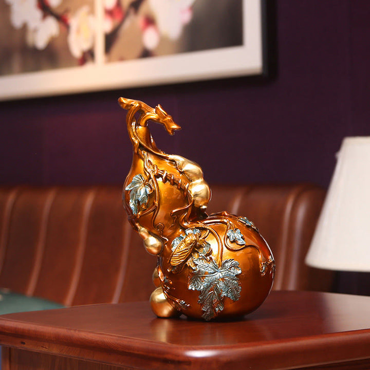 Buddha Stones Estatua de Calabaza Dorada de Latón y Cobre Decoración para Escritorio en Casa