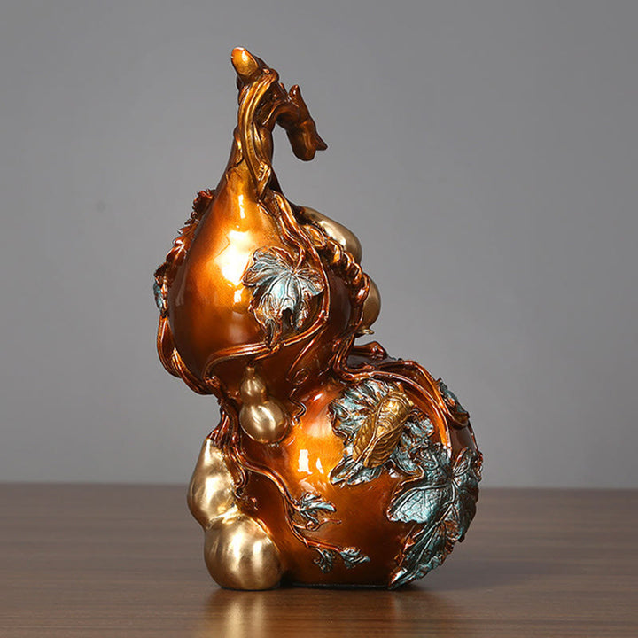 Buddha Stones Estatua de Calabaza Dorada de Latón y Cobre Decoración para Escritorio en Casa