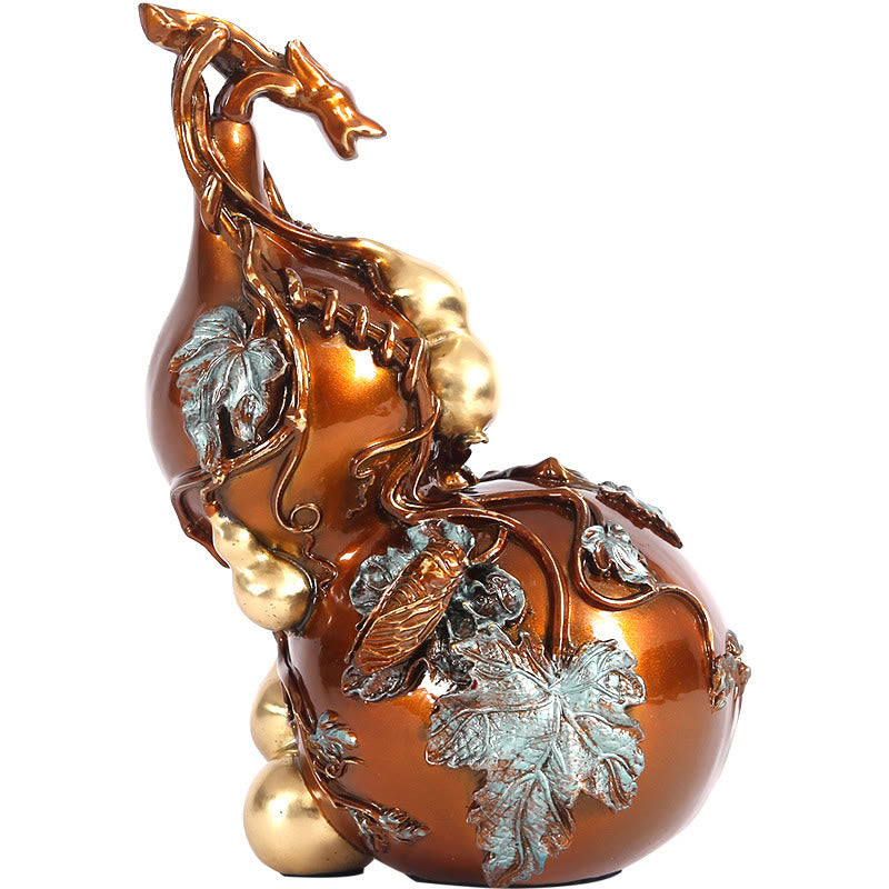 Buddha Stones Estatua de Calabaza Dorada de Latón y Cobre Decoración para Escritorio en Casa
