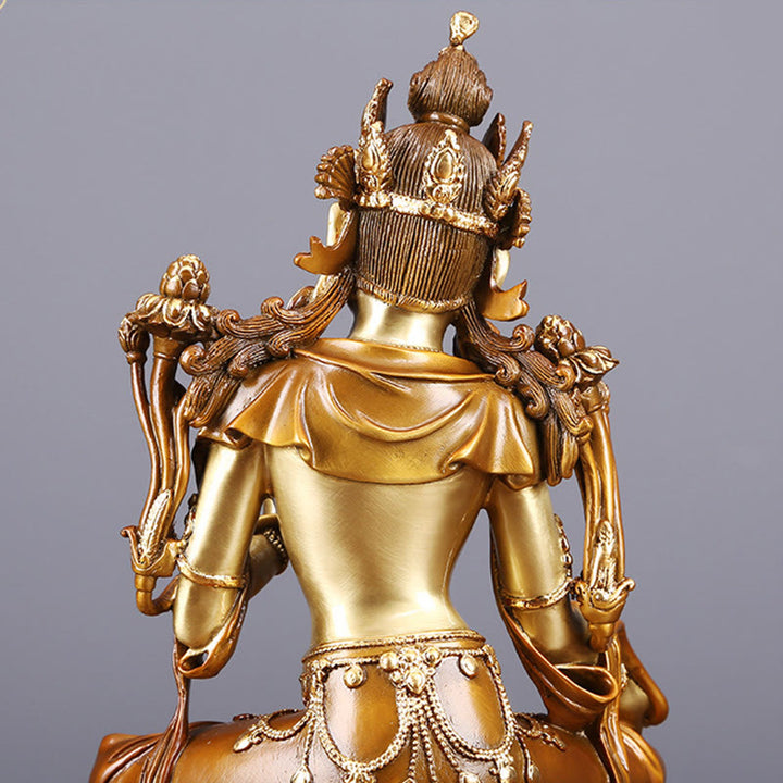 Estatuilla de Tara Verde Bodhisattva de Buddha Stones Protección Decoración de Estatua de Latón y Cobre para el Hogar