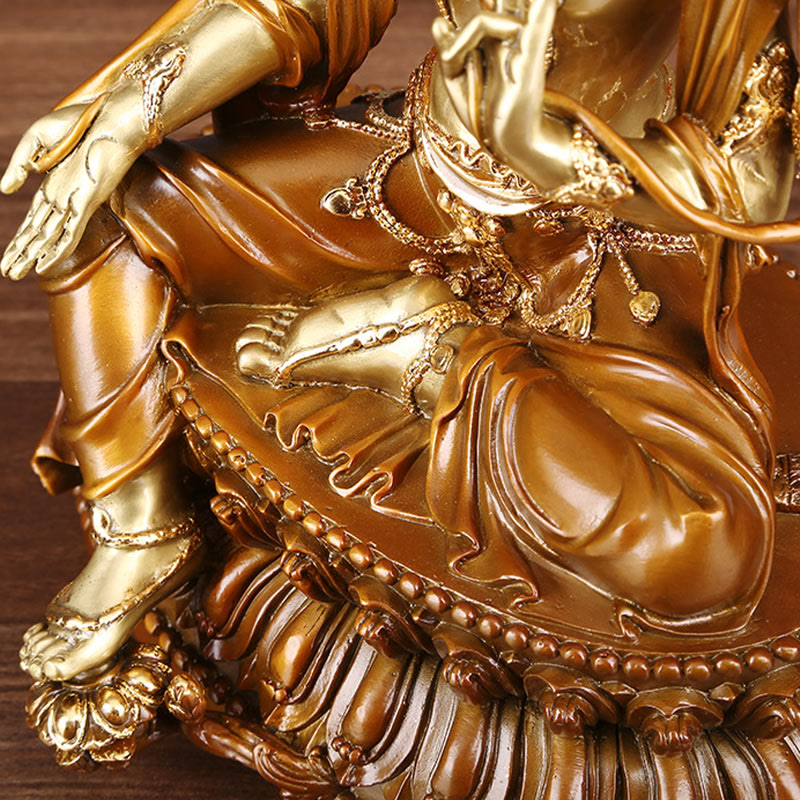 Estatuilla de Tara Verde Bodhisattva de Buddha Stones Protección Decoración de Estatua de Latón y Cobre para el Hogar