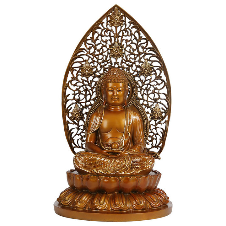 Buddha Stones Estatua de Cobre de Serenidad del Buda Sakyamuni Amitabha Medicina Figura Decorativa para Ofrenda en el Hogar