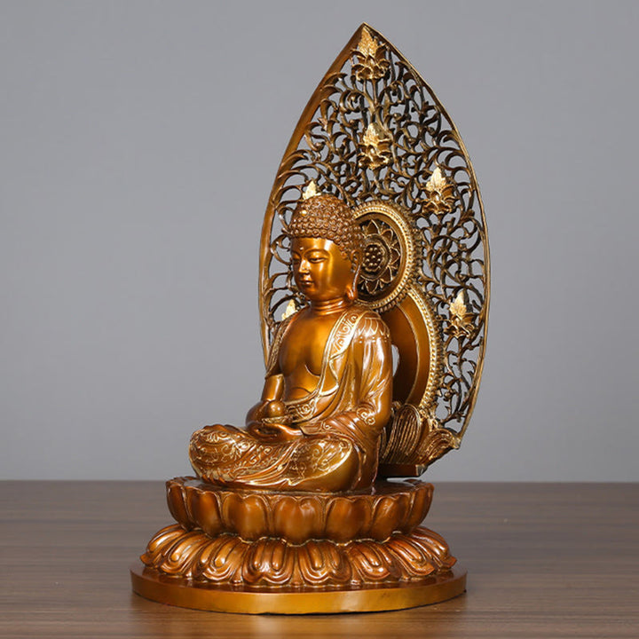 Buddha Stones Estatua de Cobre de Serenidad del Buda Sakyamuni Amitabha Medicina Figura Decorativa para Ofrenda en el Hogar