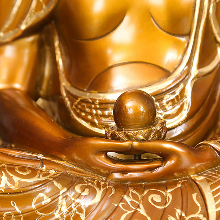 Buddha Stones Estatua de Cobre de Serenidad del Buda Sakyamuni Amitabha Medicina Figura Decorativa para Ofrenda en el Hogar