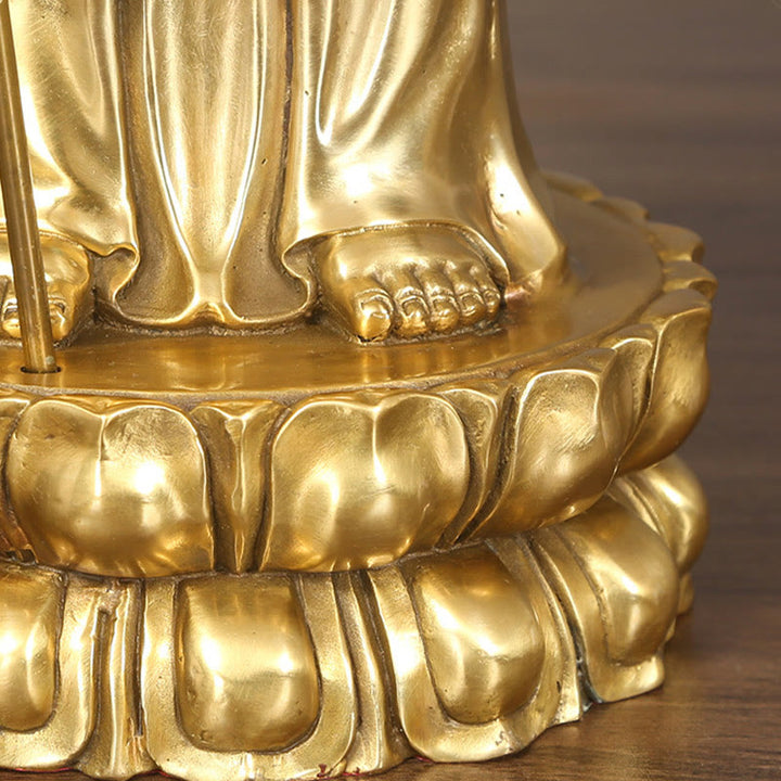 Figura de Ksitigarbha Bodhisattva de Buddha Stones Estatua de Compasión de Cobre Decoración para Ofrecimiento en el Hogar