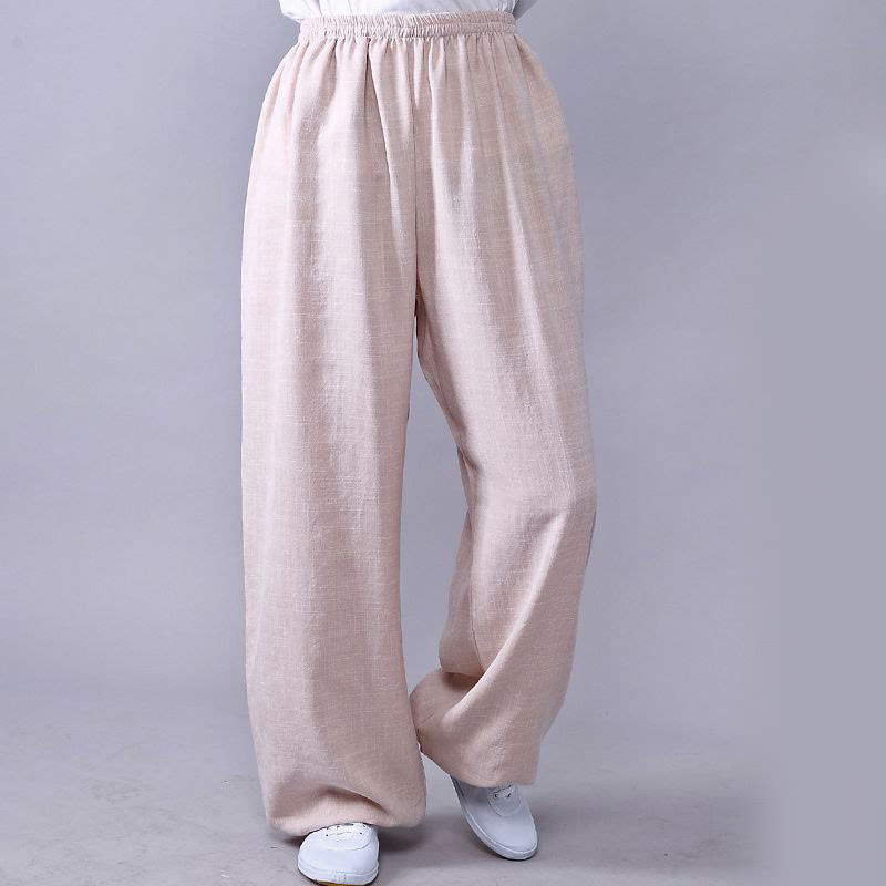 Buddha Stones Pantalones unisex de algodón y lino con cintura elástica para la práctica de Tai Chi y Qigong en verano - Lino - 3XL- APTO PARA US. UK/ AU/UE - 2XL - image 10