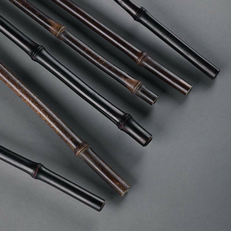 Buddha Stones Estilo Chino Hecho a Mano Bambú Mango Largo Ventilador Plegable Portátil