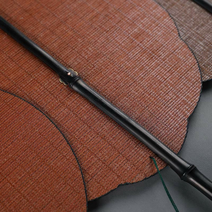 Buddha Stones Estilo Chino Hecho a Mano Bambú Mango Largo Ventilador Plegable Portátil