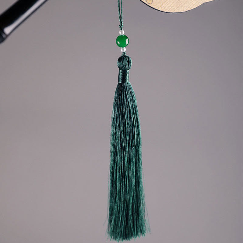 Buddha Stones Abanico Portátil Enrollable de Mango Largo hecho a Mano de Bambú con Mil Millas de Ríos y Montañas