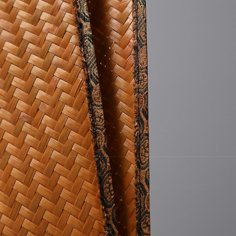 Buddha Stones Abanico de bambú del estilo chino hecho a mano con mango largo