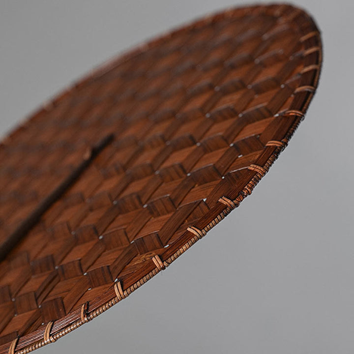 Buddha Stones estilo chino vintage abanico de mano redondo octogonal de bambú con mango largo