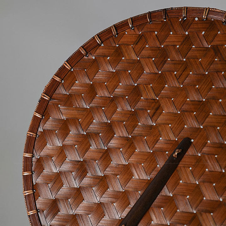 Buddha Stones estilo chino vintage abanico de mano redondo octogonal de bambú con mango largo