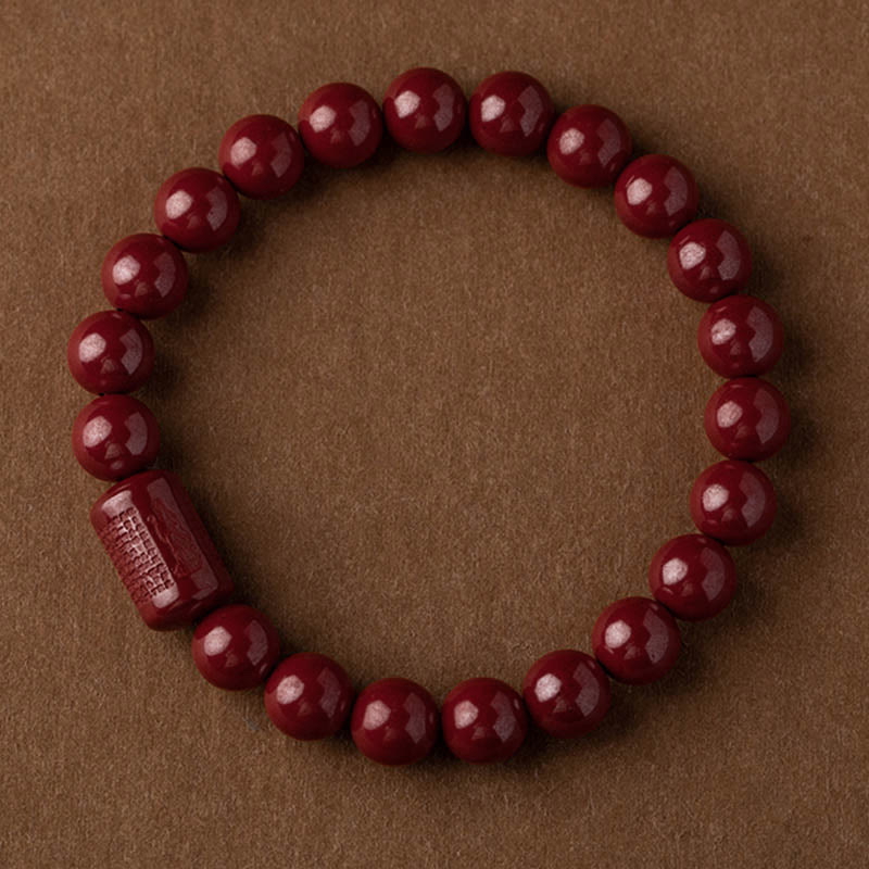 Pulsera de bendición de sutra de corazón de cinabrio natural con Buddha Stones