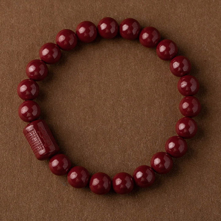 Pulsera de bendición de sutra de corazón de cinabrio natural con Buddha Stones