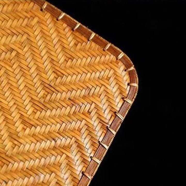 Buddha Stones Hecho a mano estilo chino abanico de bambú tejido redondo ovalado forma de plátano con mango largo