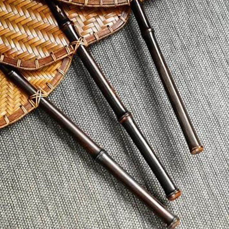 Buddha Stones Hecho a mano estilo chino abanico de bambú tejido redondo ovalado forma de plátano con mango largo