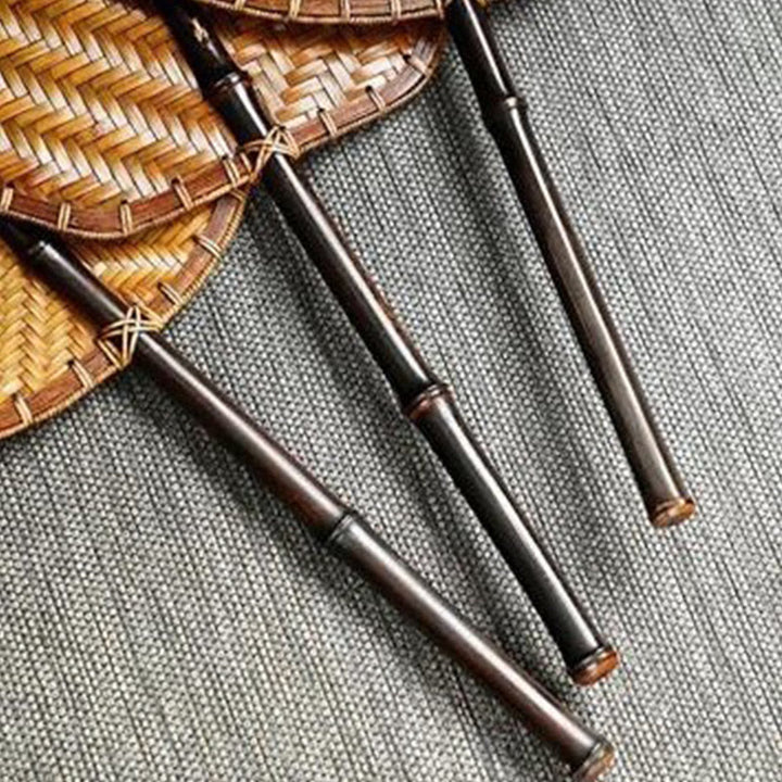 Buddha Stones Hecho a mano estilo chino abanico de bambú tejido redondo ovalado forma de plátano con mango largo