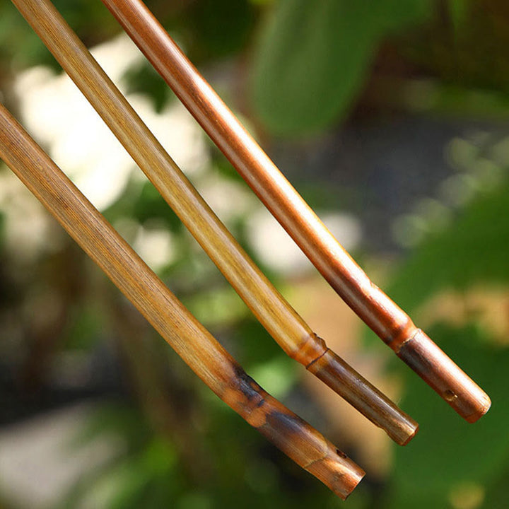 Buddha Stones, Abanico de mango largo con forma de cono, oval o redondo, hecho a mano en estilo chino y tejido en bambú