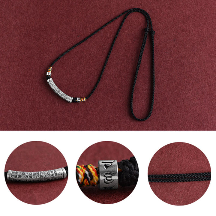 Buddha Stones Collar de Colgante de Cadena de Sutra del Corazón de Seis Verdaderas Palabras en Plata de Ley 999 - image 10