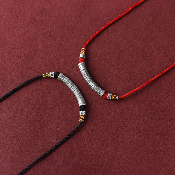 Buddha Stones Collar de Colgante de Cadena de Sutra del Corazón de Seis Verdaderas Palabras en Plata de Ley 999 - image 15