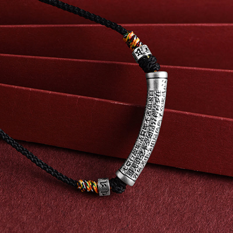 Buddha Stones Collar de Colgante de Cadena de Sutra del Corazón de Seis Verdaderas Palabras en Plata de Ley 999 - image 3