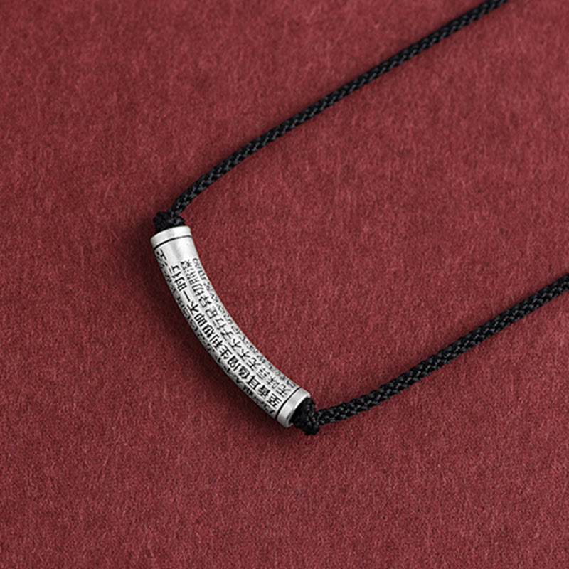 Buddha Stones Collar de Colgante de Cadena de Sutra del Corazón de Seis Verdaderas Palabras en Plata de Ley 999 - Negro (Sutra del Corazón) - image 18