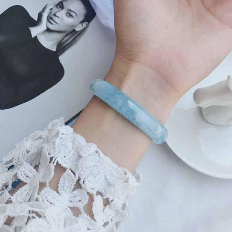 Pulsera de bendición de aguamarina natural con Buddha Stones