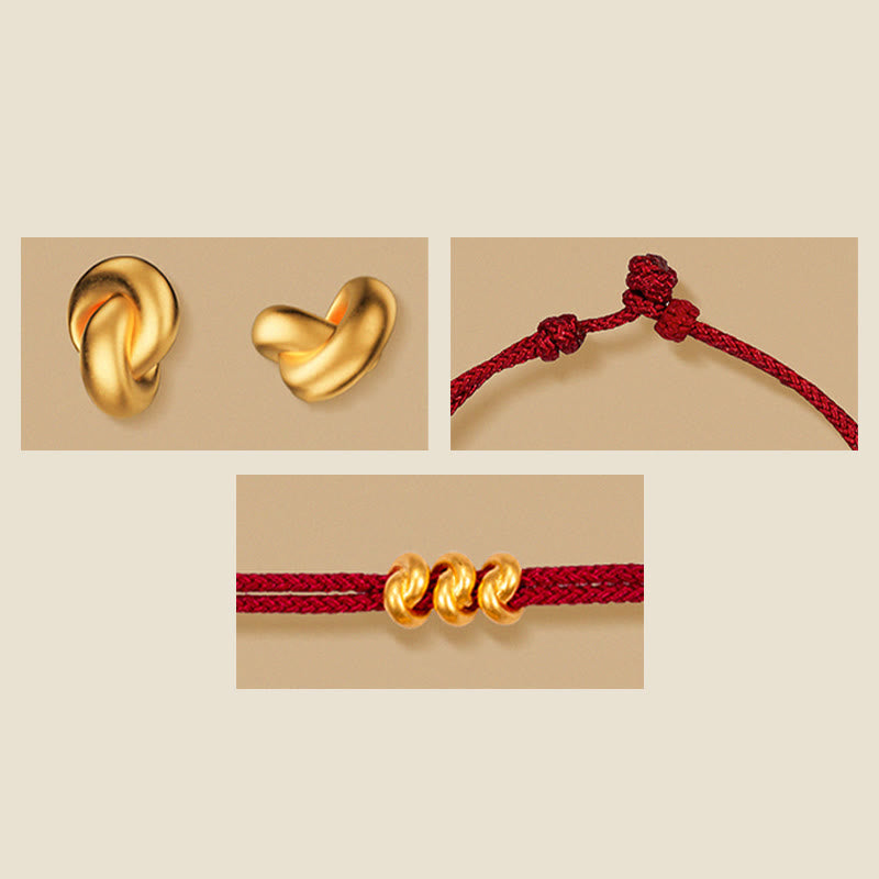 Pulsera trenzada de cuerda con diseño de nudo de los deseos hecha a mano con Buddha Stones en oro 999 - image 4