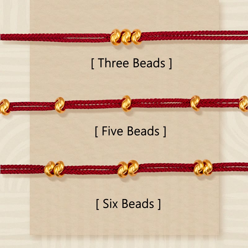 Pulsera trenzada de cuerda con diseño de nudo de los deseos hecha a mano con Buddha Stones en oro 999 - image 1
