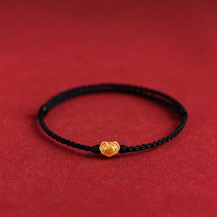 Pulsera de cuerda hecha a mano con protección de caracteres Fu y dije de cerradura china de oro 999 con Buddha Stones - image 19