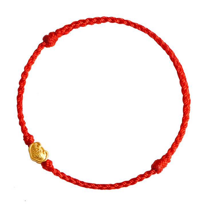 Pulsera de cuerda hecha a mano con protección de caracteres Fu y dije de cerradura china de oro 999 con Buddha Stones - image 11