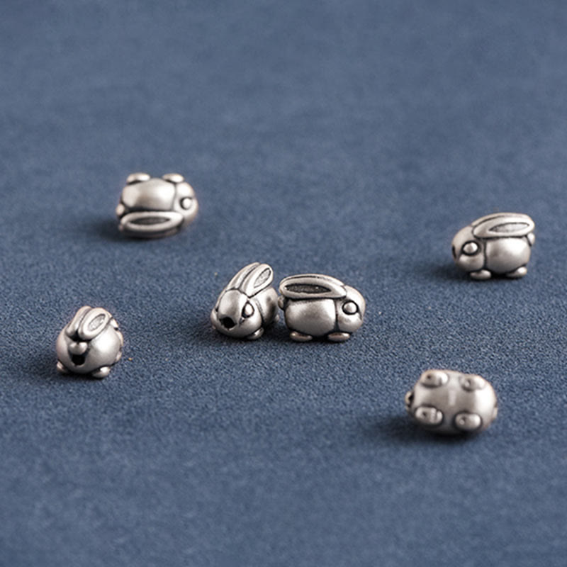 Pulsera tobillera con cuerda de la suerte de conejo de plata de ley 999 hecha a mano con Buddha Stones