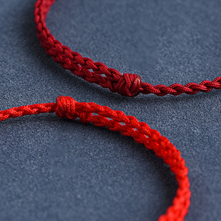 Pulsera tobillera con cuerda de la suerte de conejo de plata de ley 999 hecha a mano con Buddha Stones