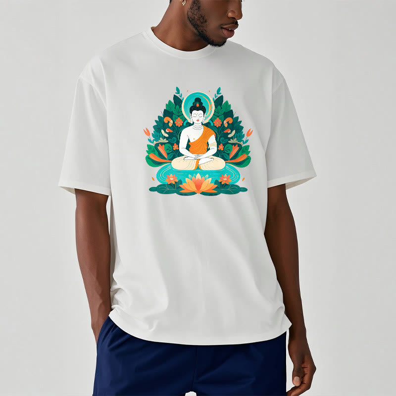 Piedras de Buda Flor Hierba Loto Bodhisattva Camiseta - image 4