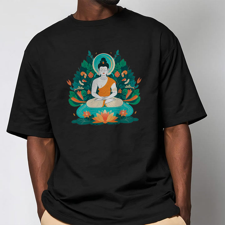 Piedras de Buda Flor Hierba Loto Bodhisattva Camiseta - image 7