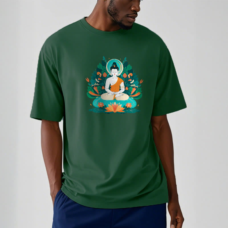 Piedras de Buda Flor Hierba Loto Bodhisattva Camiseta - image 2
