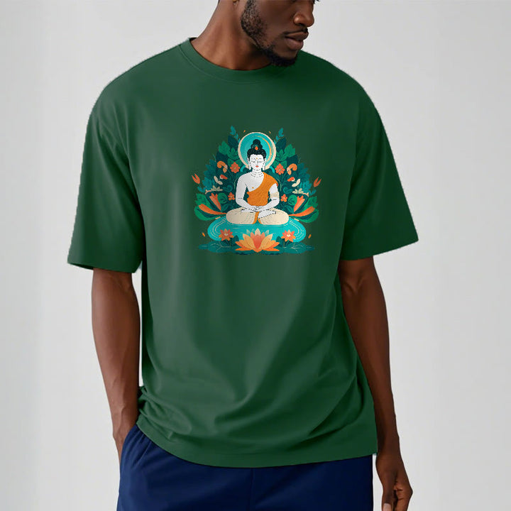 Piedras de Buda Flor Hierba Loto Bodhisattva Camiseta - image 2
