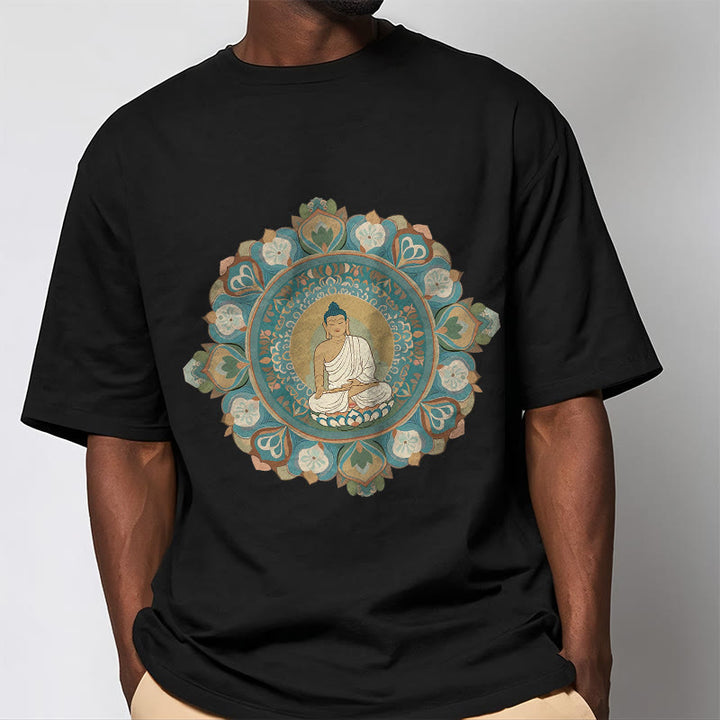 Camiseta de Flores de Mandala de Piedra de Buda - image 7