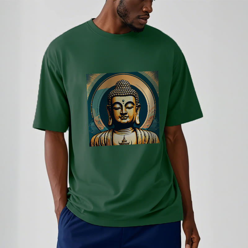 Camiseta Budista con Aura de Piedras y Buda Dorado - image 11