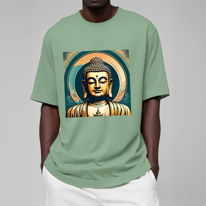 Camiseta Budista con Aura de Piedras y Buda Dorado - image 15