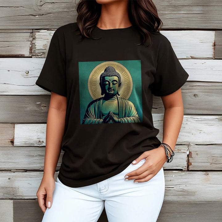 Camisa Buddha Stones Aura Green Buddha Tee - image 9
