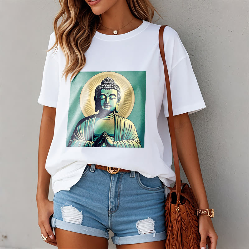 Camisa Buddha Stones Aura Green Buddha Tee - image 5