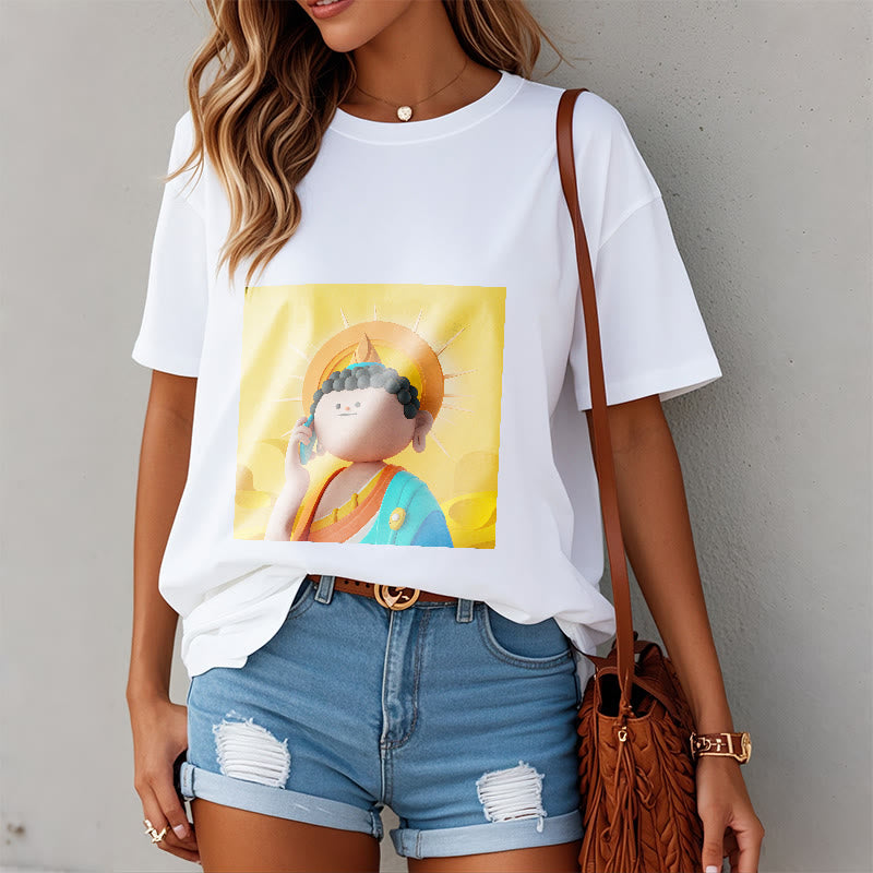 Buddha Stones Buddha Levanta El Teléfono Tee Camiseta - image 3