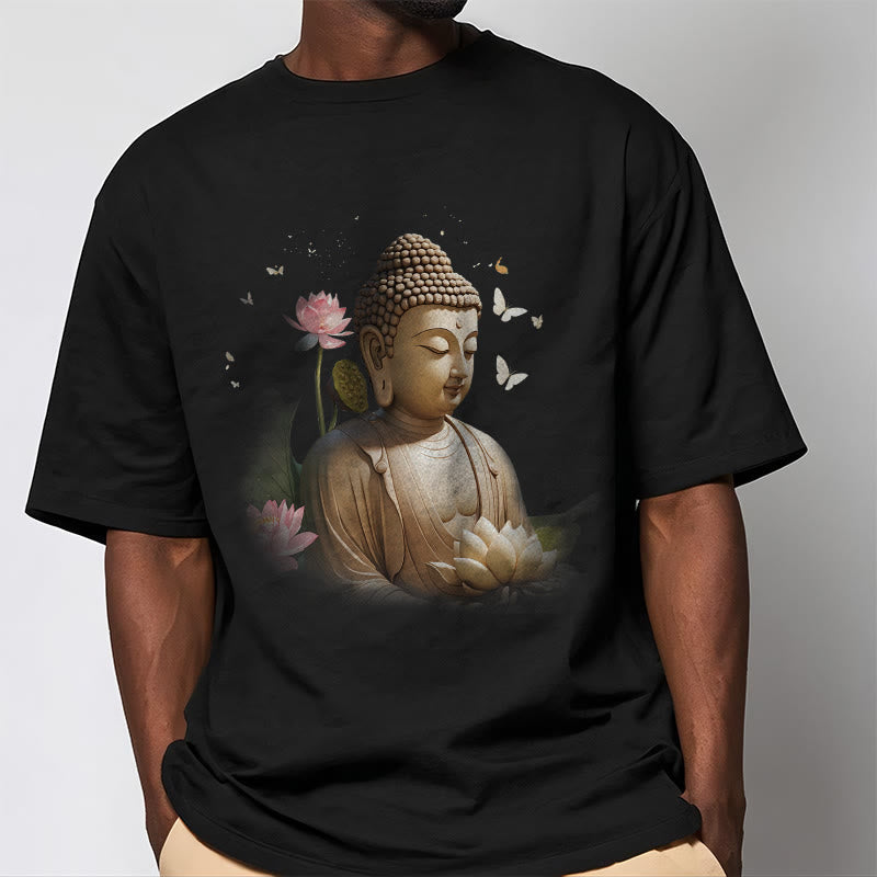Buddha Stones Flor de Loto Mariposa Meditación Buda Camiseta - image 5